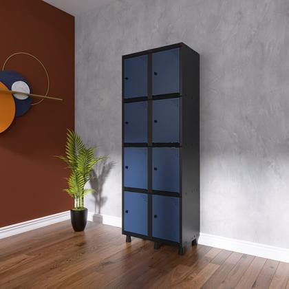 Imagem de Armário Locker Guarda-roupa 8 Portas Aço Grp 502/8 Preto/Azul Delrei