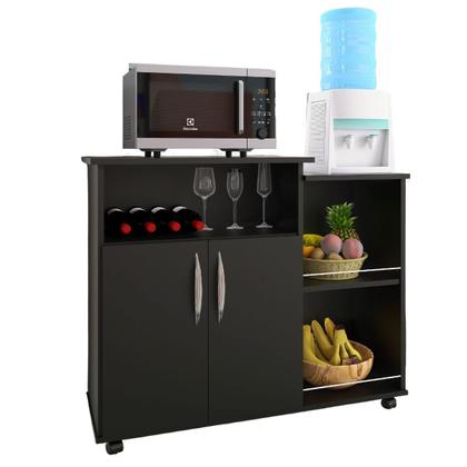 Imagem de Armário Microondas Multiuso Cozinha Bebedouro Preto