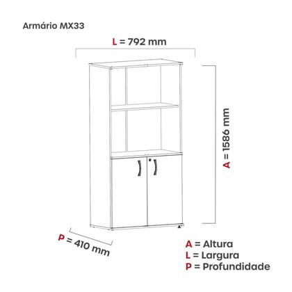 Imagem de Armario Misto 02 Portas Pivotante Am1600mx-33 Branco/Nogueira