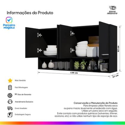 Imagem de Armário Modular 4 Portas Parede Aereo Cozinha Suspenso Multiuso