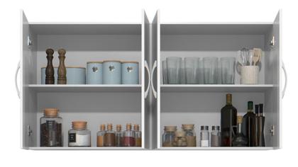 Imagem de Armário Módulo Aéreo Suspenso 4 Portas Parede Cozinha Branco