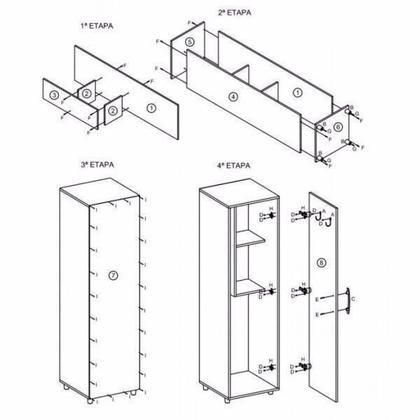 Imagem de Armário Multiuso 1 Porta 2 Nichos e Suporte para Vassoura Branco