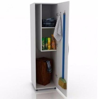 Imagem de Armário Multiuso 1 Porta 2 Nichos e Suporte para Vassoura Branco