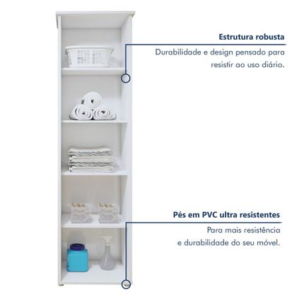 Imagem de Armário Multiuso 1 Porta e 4 Prateleiras para Lavanderia Jasmim Yescasa