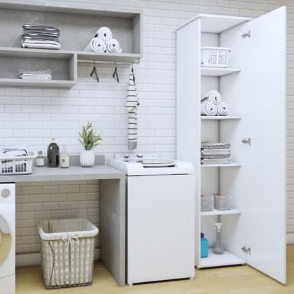 Imagem de Armário Multiuso 1 Porta e 4 Prateleiras para Lavanderia Jasmim Yescasa