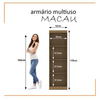 Imagem de Armário Multiuso 2 Portas 3 Prateleiras Internas Macau 170cm