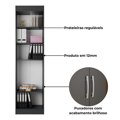 Imagem de Armário Multiuso 2 Portas 4 Prateleiras Office - Cinza
