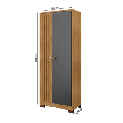 Imagem de Armário Multiuso 2 Portas com Chave Versátil Carvalho Americano/Grafite - Incorplac