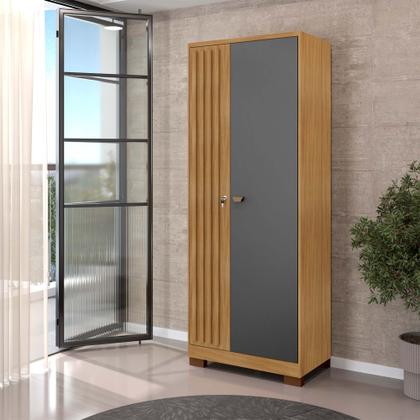 Imagem de Armário Multiuso 2 Portas com Chave Versátil Carvalho Americano/Grafite - Incorplac