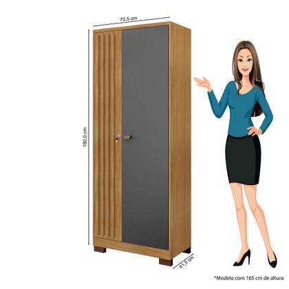 Imagem de Armário Multiuso 2 Portas com Chave Versátil Carvalho Americano/Grafite - Incorplac