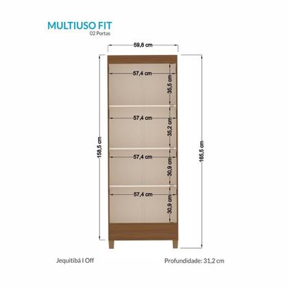 Imagem de Armário Multiuso 2 Portas com Pés Marrom/Jequitibá/Off