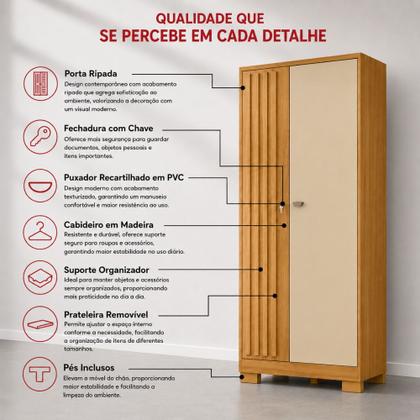 Imagem de Armário Multiuso 2 Portas Grande Organizador para Quarto Escritório e Área de Serviço Versátil