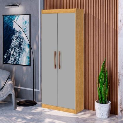 Imagem de Armário Multiuso 2 Portas Moderno em MDP Dakar Nature e Cinza Yescasa Marrom