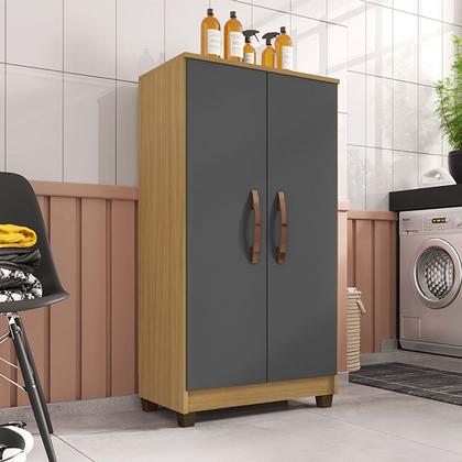 Imagem de Armário Multiuso 2 Portas Porto Belo com Cômoda 5 Gavetas Carvalho Grafite Clique Chique