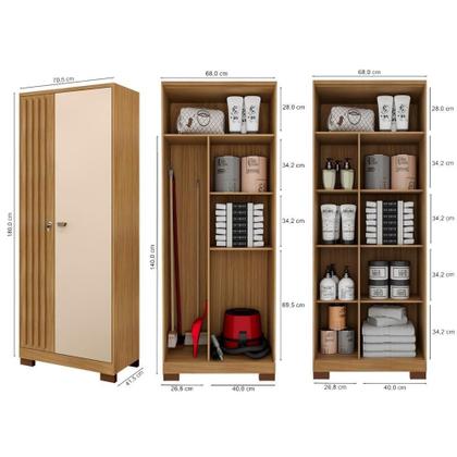 Imagem de Armario Multiuso 2 Portas Versa 11686 71 Cm Carvalho Am Off White Incp