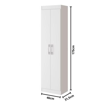 Imagem de Armário Multiuso Assis 2 Portas Multiuso 4 Prateleiras Branco - Pnr Móveis