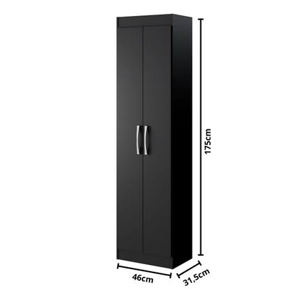 Imagem de Armário Multiuso Assis 2 Portas Multiuso 4 Prateleiras Preto - Pnr Móveis