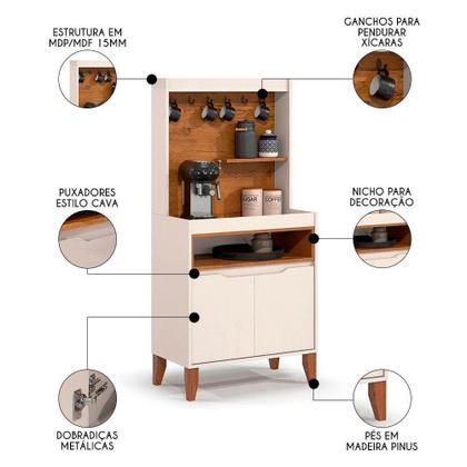 Imagem de Armário Multiuso Cantinho do Café Flow 2 Portas 71cm Ej Móveis