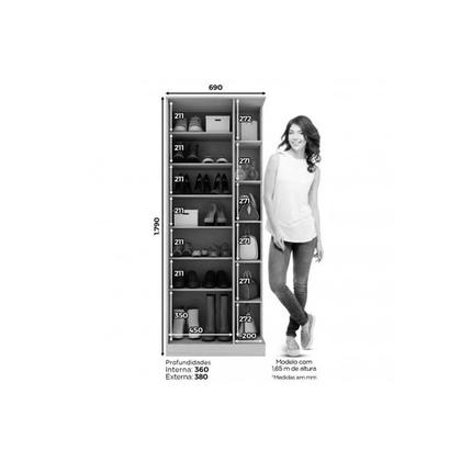 Imagem de Armário Multiuso Casal Duetto 1 Porta c/Espelho Branco - Henn