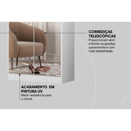 Imagem de Armário Multiuso Casal Grife 2 Portas c/ Espelho Amêndola - Demóbile