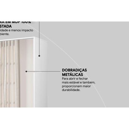 Imagem de Armário Multiuso Casal Grife c/ 2 Portas c/ Espelho Branco - Demóbile