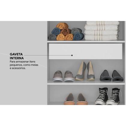 Imagem de Armário Multiuso Casal Grife c/ 2 Portas c/ Espelho Branco - Demóbile