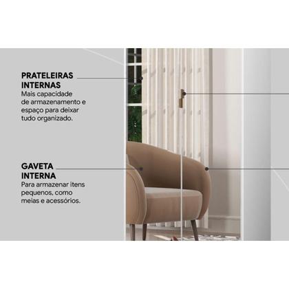 Imagem de Armário Multiuso Casal Grife c/ 2 Portas c/ Espelho Branco - Demóbile