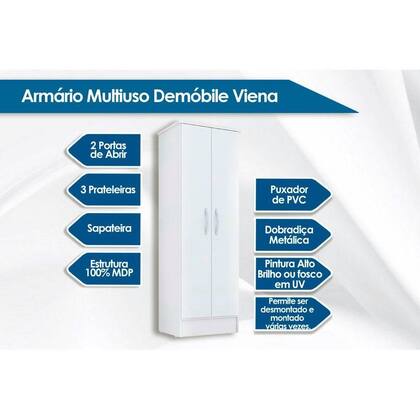 Imagem de Armário Multiuso Casal Viena c/ 2 Portas Ébano - Demóbile