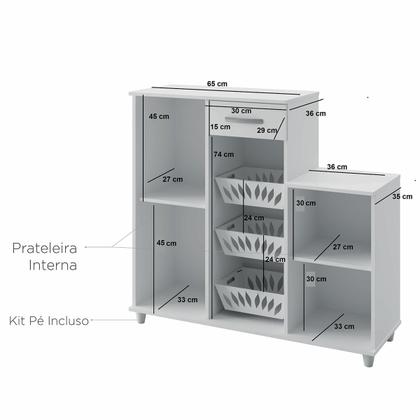 Imagem de Armário Multiuso com Fruteira Sollys 2 Portas 3 Cestos Branco - Panorama Móveis