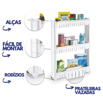 Imagem de Armário Multiuso Com Rodinhas Organizador Lavanderia Cozinha