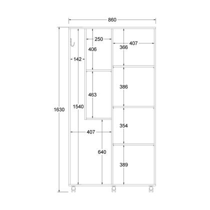 Imagem de Armário Multiuso Ditália 2 Portas com Rodízios AR-70 Branco
