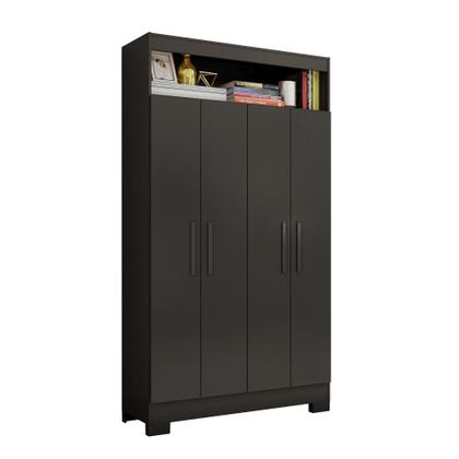 Imagem de Armário Multiuso Escritório NT4040 com 4 Portas e Nicho com Prateleiras Internas Preto/Tx