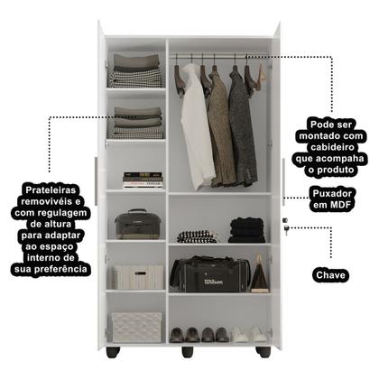 Imagem de Armario Multiuso Grande e Reforçado Ouro Fechadura com Chave Branco