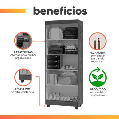 Imagem de Armário Multiuso Lavanderia Com Chave 2 Portas 1,80m Texas Preto J&A