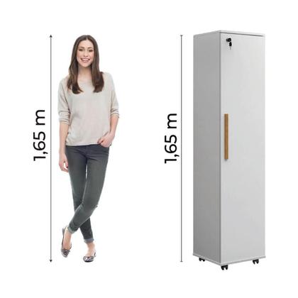 Imagem de Armário Multiuso Lavanderia Com Chave E Rodízios 1 Porta Lune Branco J&a Branco