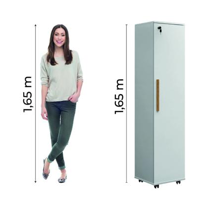 Imagem de Armário Multiuso Lavanderia Com Chave e Rodízios 1 Porta Lune Branco J&A