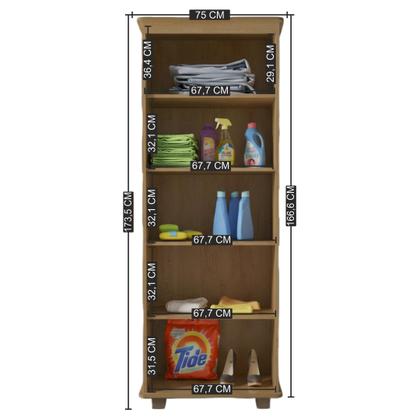 Imagem de Armário Multiuso México com 2 Portas com Chave e 4 Prateleiras RV Móveis Bege/Cinamomo/Off White