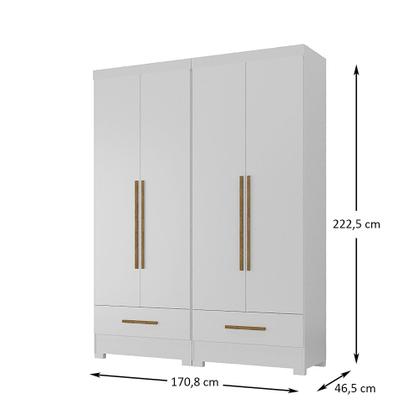 Imagem de Armário Multiuso Modulado Abel 4 Portas 2 Gavetas Branco/Nature - Moville