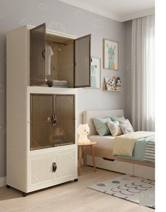 Imagem de Armário Multiuso Modular Empilhável Rodinhas e Tampa Magnética 1 gaveta Roupa