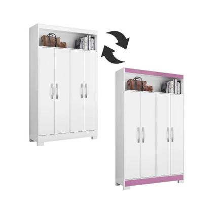Armário multiuso organizador com nicho 4 portas nt 4030 - branco