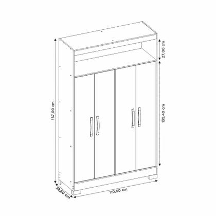 Armário multiuso organizador com nicho 4 portas nt 4030 - freijo
