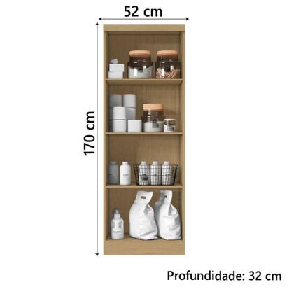 Imagem de Armário Multiuso Organizador Lavanderia 2 Portas 3 Prateleiras 1,70m New Aramóveis Atacam/off