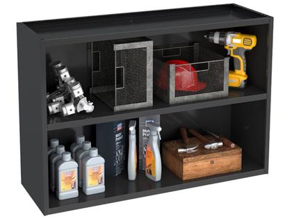 Imagem de Armário Multiuso p/Área Serviço Aéreo Multibox Aço 2 Portas c/ Chave 80cm Preto/Cinza - Telasul