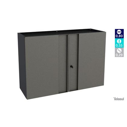 Imagem de Armário Multiuso p/Área Serviço Aéreo Multibox Aço 2 Portas c/ Chave 80cm Preto/Cinza - Telasul