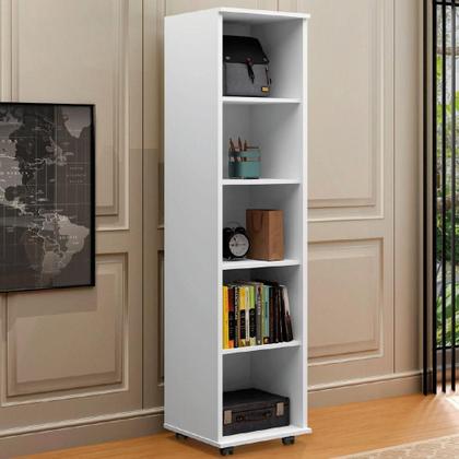 Imagem de Armário Multiuso Para Quarto Com Chave E Rodízios 1 Porta Lune Branco J&a Branco