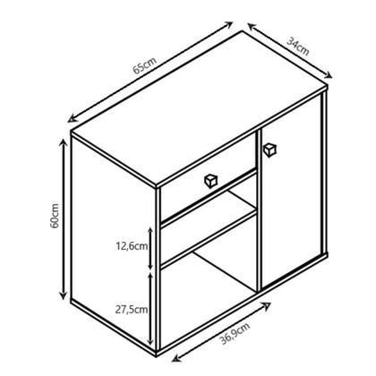 Imagem de Armário Multiuso Ravena com 1 Gaveta 1 Porta e 2 Nichos B39 Emovell