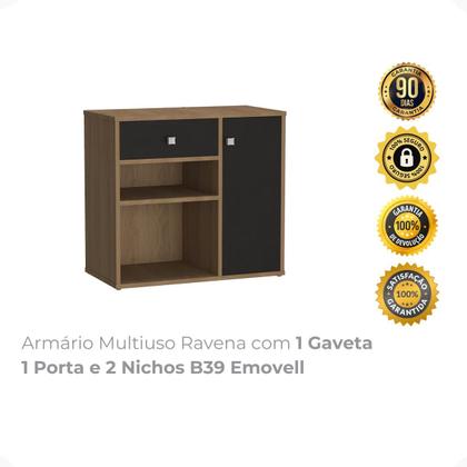 Imagem de Armário Multiuso Ravena com 1 Gaveta 1 Porta e 2 Nichos B39 Emovell
