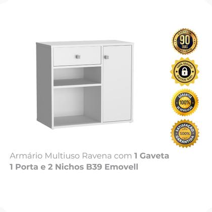 Imagem de Armário Multiuso Ravena com 1 Gaveta 1 Porta e 2 Nichos B39 Emovell