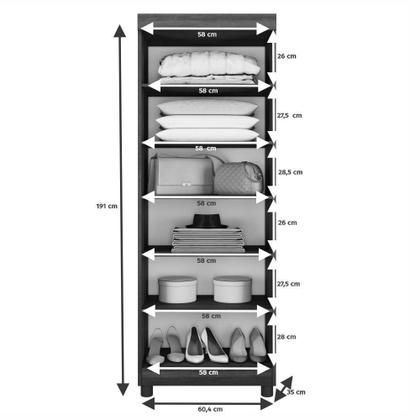 Imagem de Armário Multiuso Roma 2 Portas 5 Prateleiras com Chave Beneti Imbuia Off White