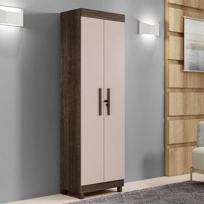 Imagem de Armário Multiuso Roma 2 Portas 5 Prateleiras com Chave Beneti Imbuia Off White